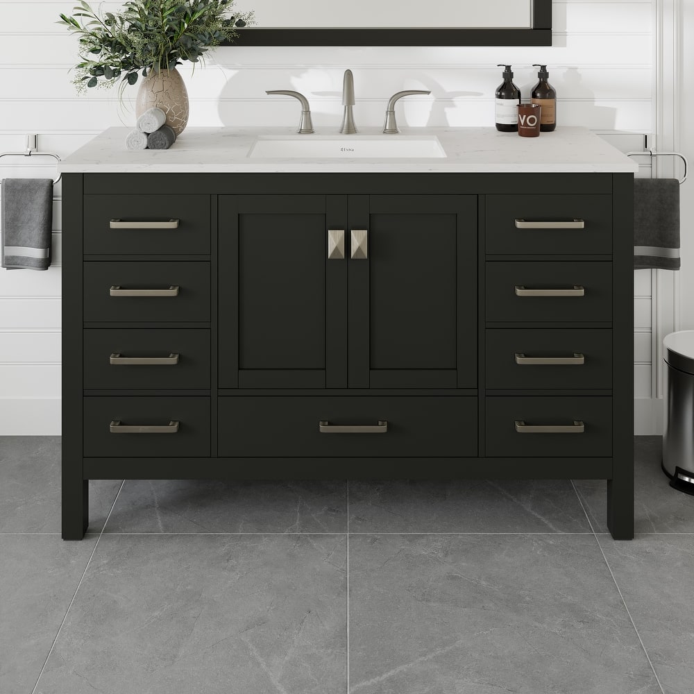 Eviva Aberdeen 54"W Bath Vanity with Carrara Quartz Top