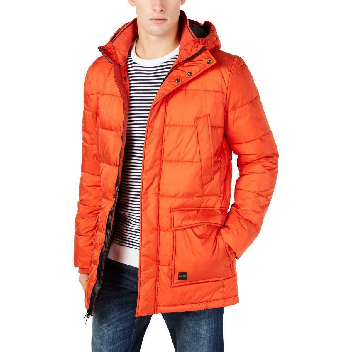 calvin klein jeans orange logo popover jacket