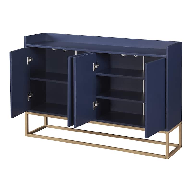 Sideboard Buffet Cabinet with Adjustable Shelves and Gold Metal Legs, 4 Doors Console Table & Large Storage Space