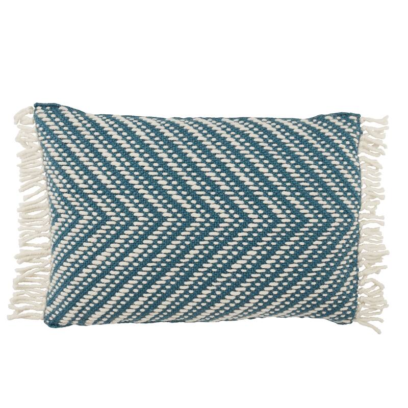 Austar Chevron Indoor/ Outdoor Lumbar Pillow - 16"X24" Polyester Fill - Polyester - Blue/Ivory