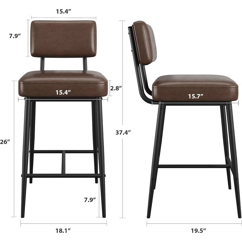 Modern Upholstered Counter Height Barstool Chairs Set of 2