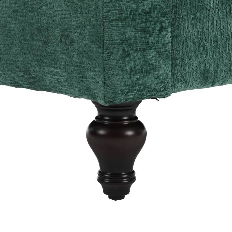 Green 68.9" Chenille 2 Seater Sofa with Detachable Cushions, Solid Wood Frame, and 2 Pillows