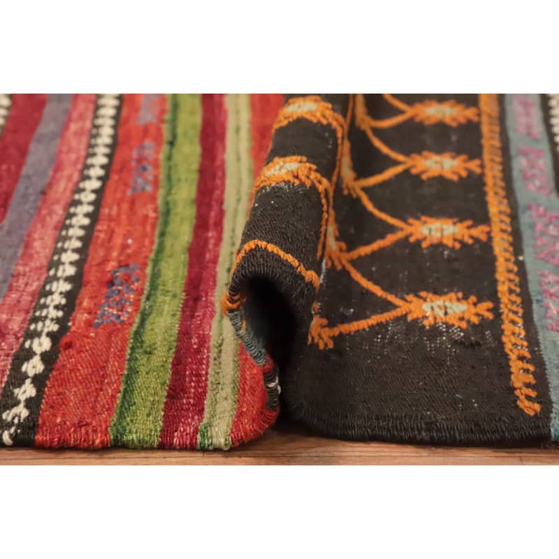 Hand Woven Oriental 100% Wool Carpet Southwestern Tribal Multi-Colored Kilim Area Rug - 8' 0'' X 6' 4''
