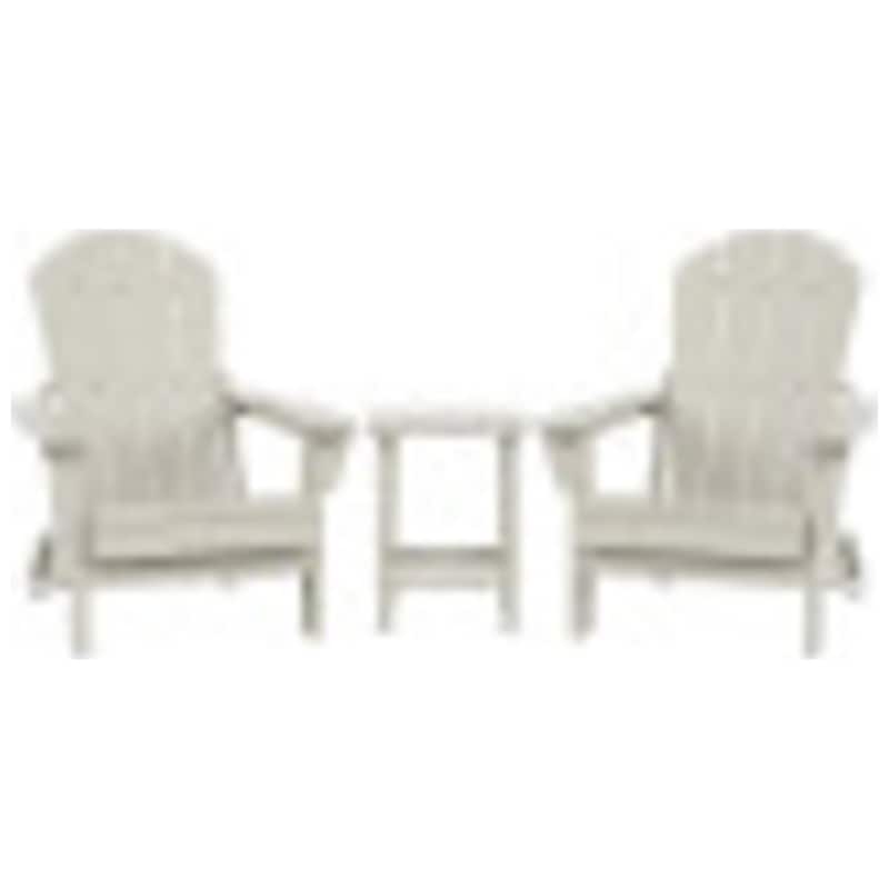 Laguna Hdpe All Weather Outdoor Patio Foldable Adirondack Chairs With Side Table (3-Piece Set) - Sand