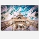preview thumbnail 2 of 4, Designart 'Paris Eiffel TowerUnder Blue Sky' Cottage 3 Panels Oversized Wall CLock - 36 in. wide x 28 in. high - 3 panels
