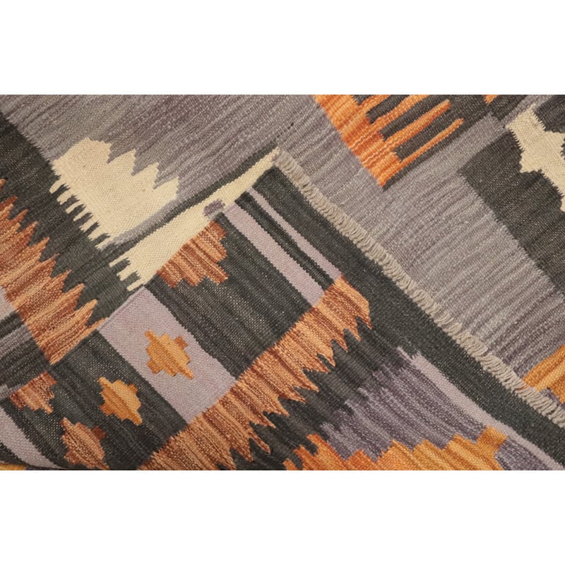 Hand Woven Oriental 100% Wool Carpet Southwestern Tribal Purples Kilim Area Rug - 8' 4'' X 5' 1''