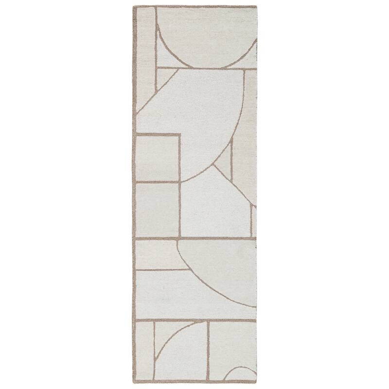 Terra by Obeetee Mid-Century Epure Neutral Rug - Lavender/Ivory - 2'6" x 8'