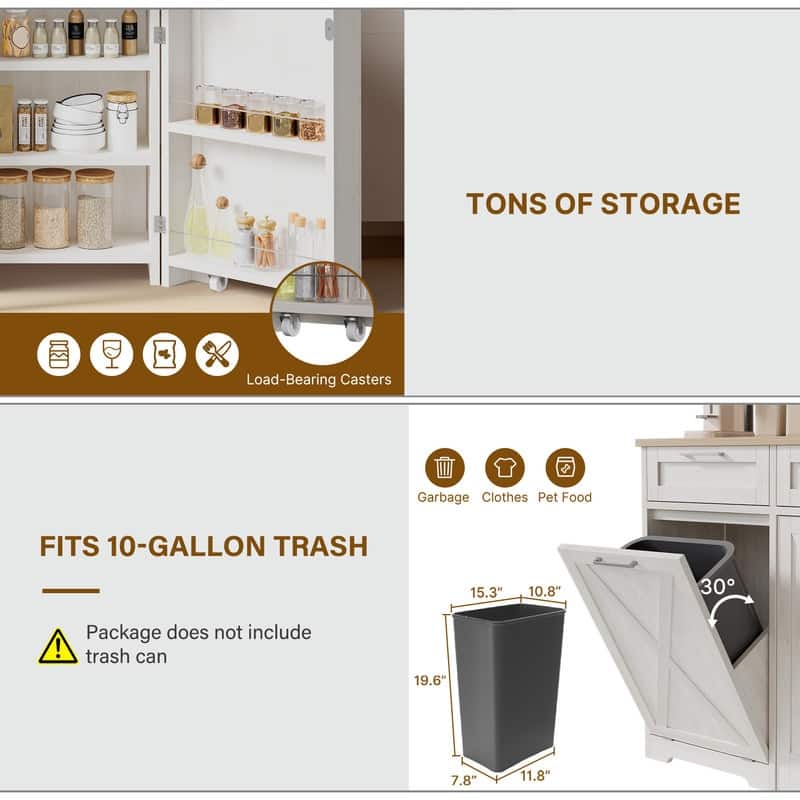 Moasis 13 Gallon Kitchen Tilt Out Trash Bin Cabinet with Power Outlet