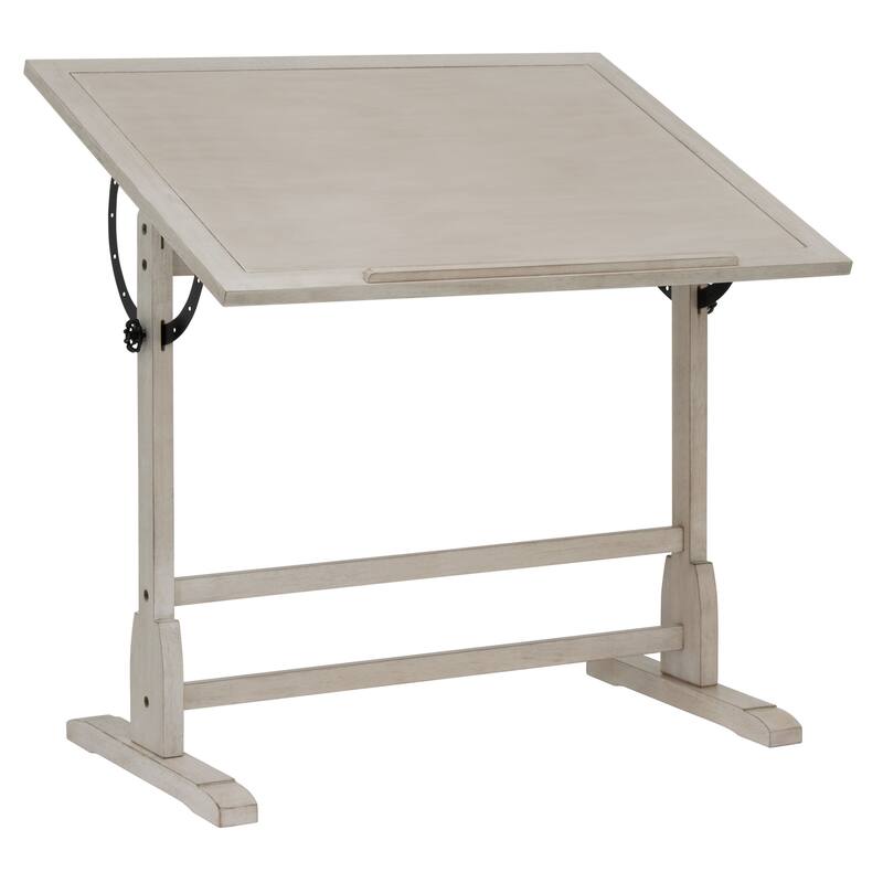 Studio Designs 42-inch Wood Drafting Table with Angle Adjustable Top for Drawing - Coastal Whitewash