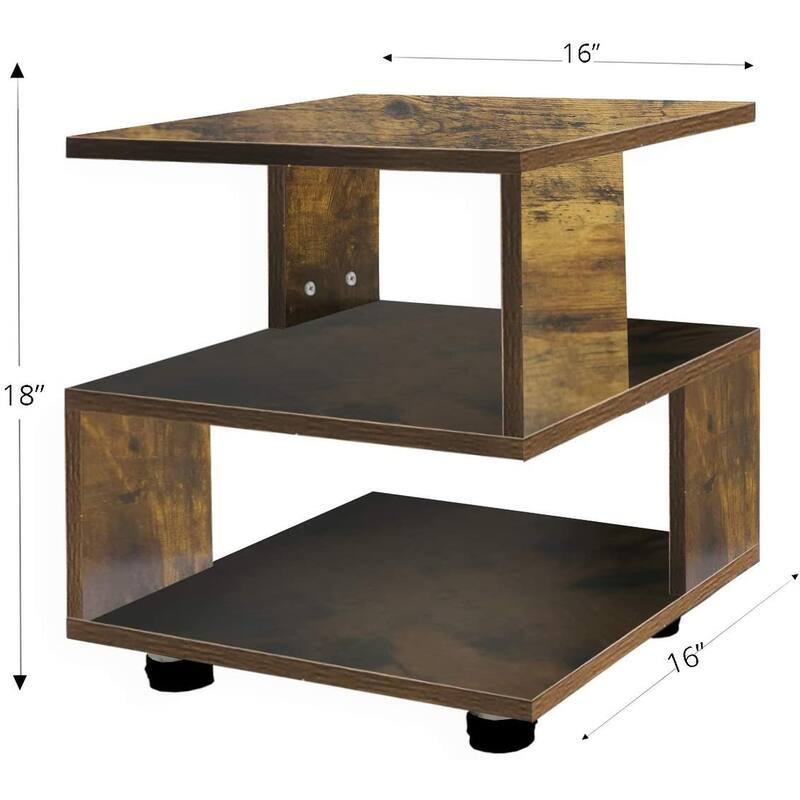 Tatami Magic Cube Nightstands with Classic Modern 2-Tier Rectangle Hollow Design