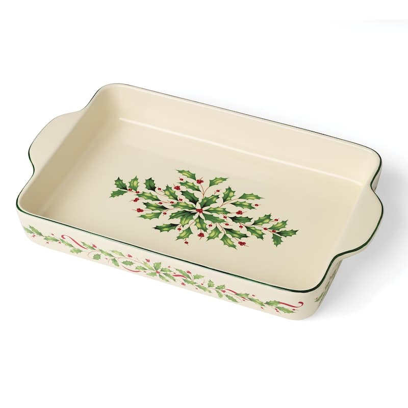 Lenox Holiday Rectangular Baking Dish, Large - 9.5"L x 15.5"W x 2.5"H; 3 Quarts