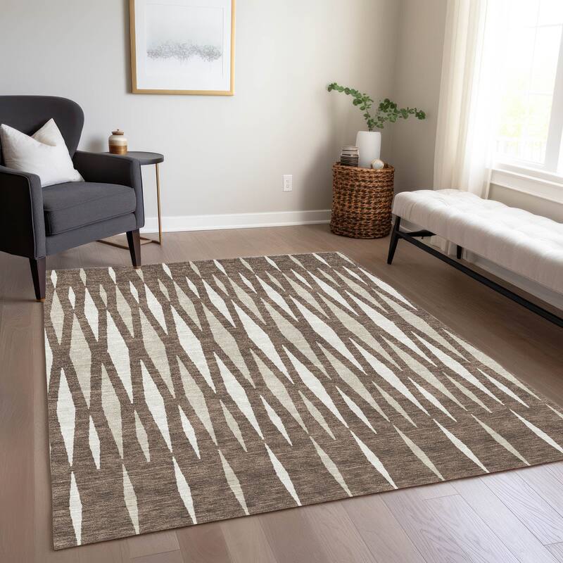 Machine Washable Indoor/ Outdoor Chantille Mosaic Contemporary Rug