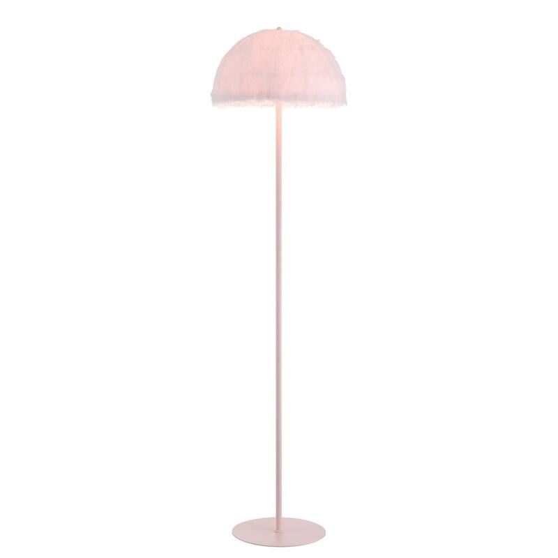 Acroma 63" Blush Pink Feather Floor Lamp with Dome Shade - 1-light - Pink