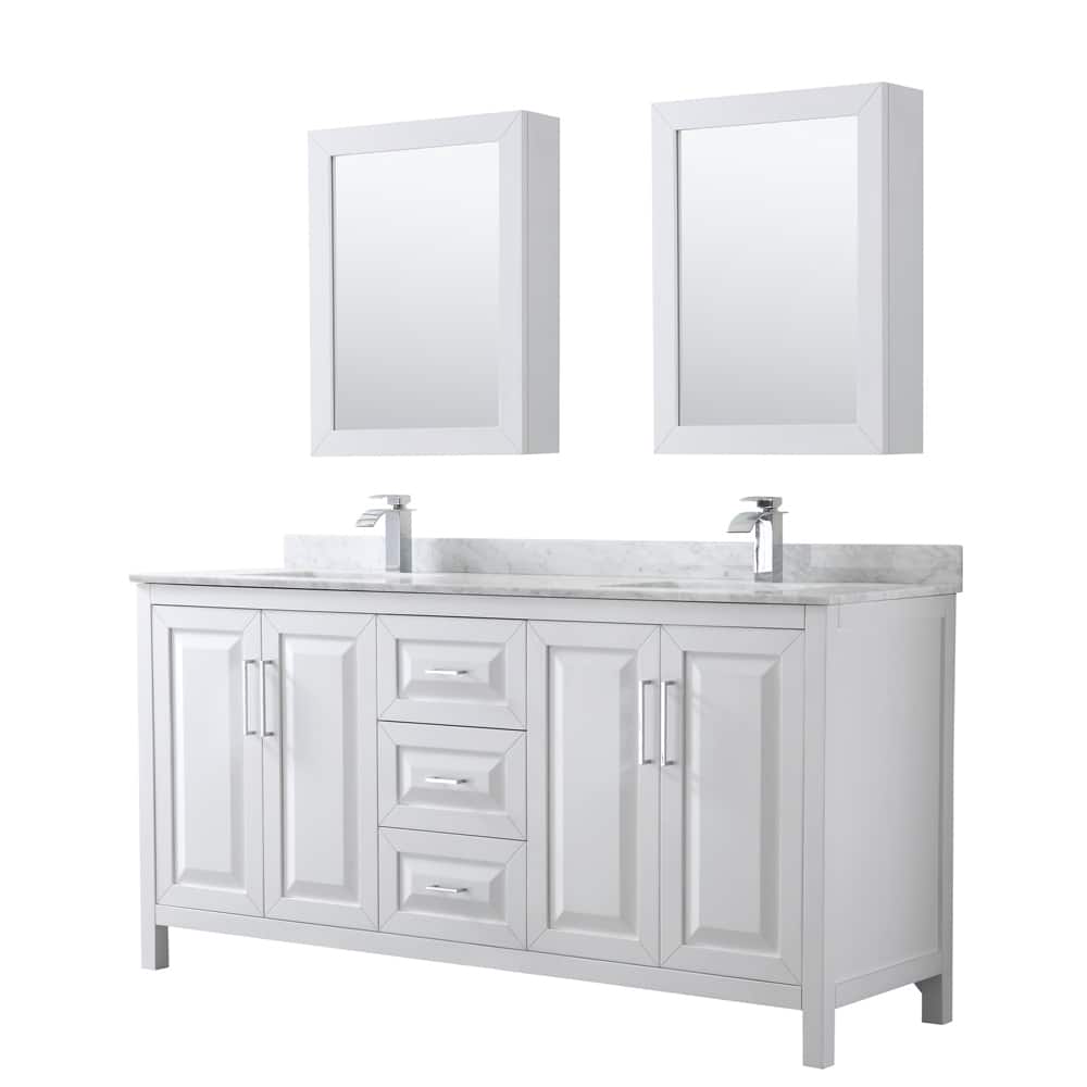 Daria 72-inch Double Vanity, Marble Top, Medicine Cabinets