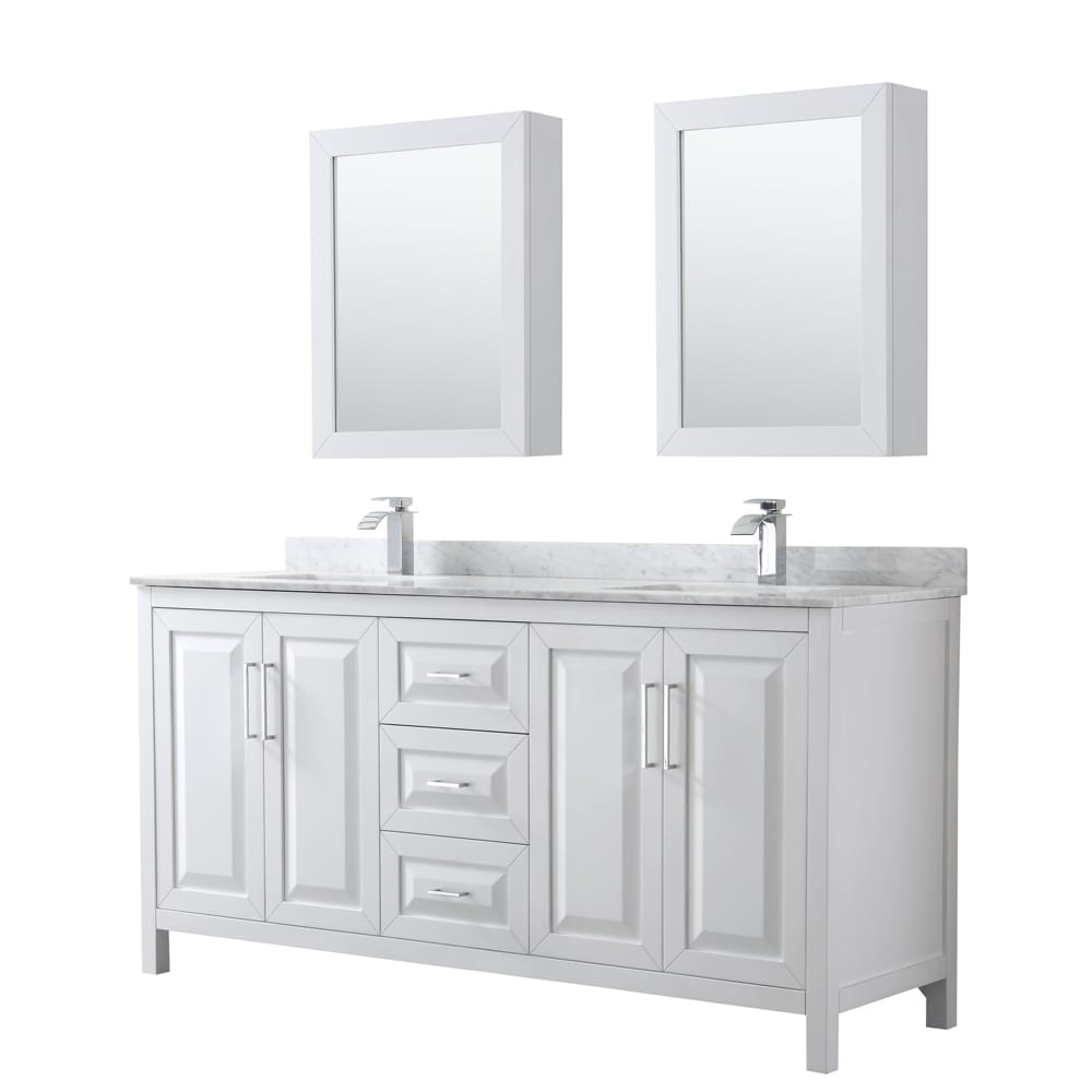 Daria 72-inch Double Vanity, Marble Top, Medicine Cabinets