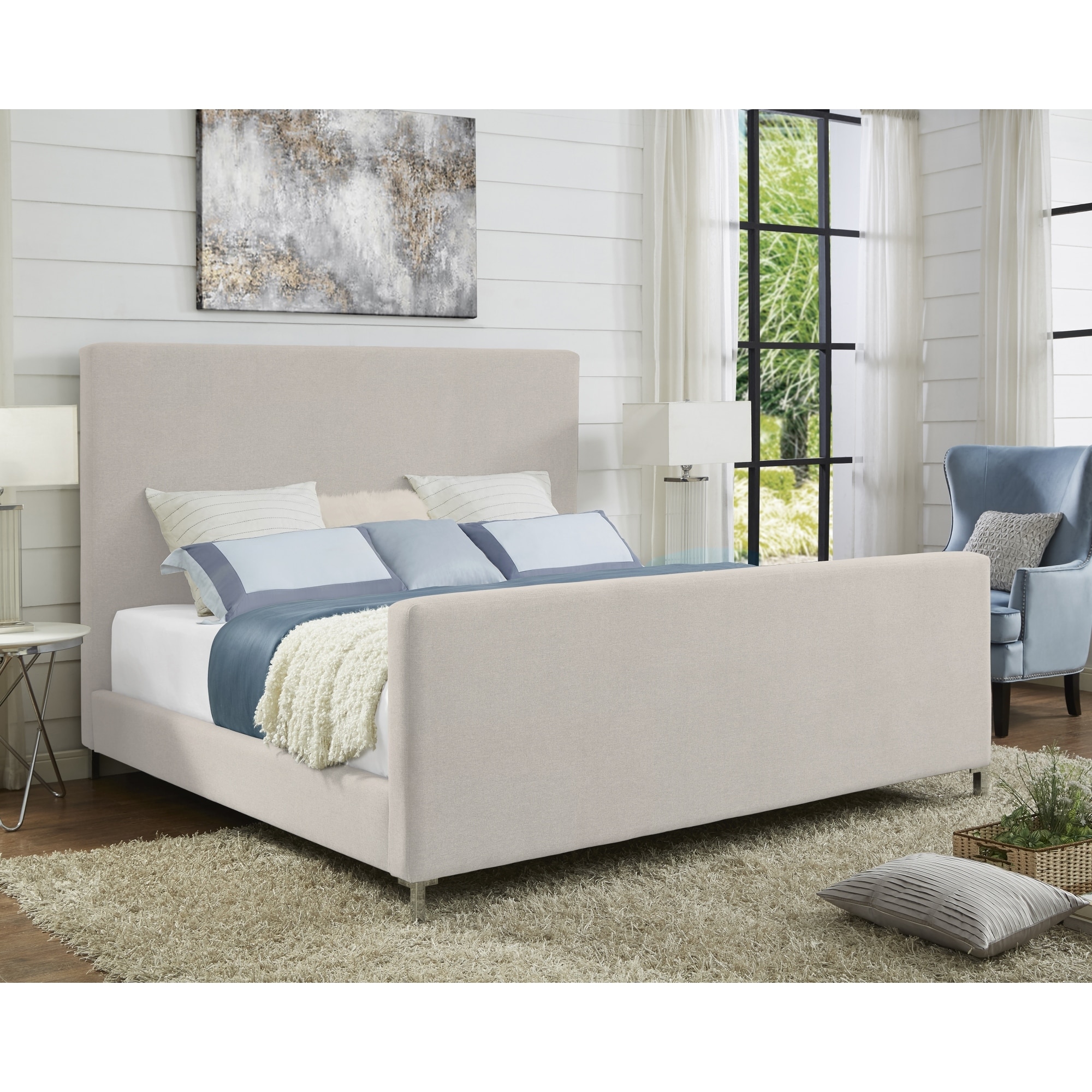 Lancaster Linen Upholstered Platform Bed On Sale Bed Bath