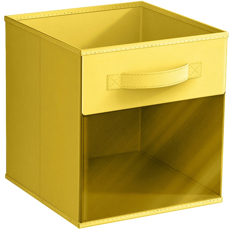 Sorbus 11" Storage Bin with Clear Window, 1-Pack Foldable Fabric Organizers - 10.5” L x 10.5” W x 11” H - Pastel Yellow