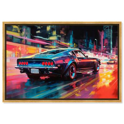Notoriart Classic Night Drive Framed Car 1 Piece Canvas Wall Art