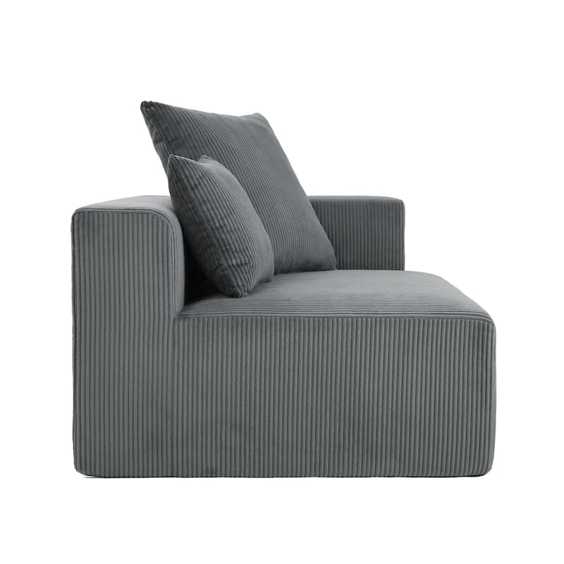 Corduroy Upholstered Modular Sectional Sofa with Ottoman