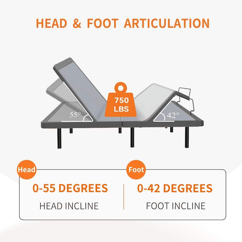 ESHINE Adjustable Bed Frame, with Massage
