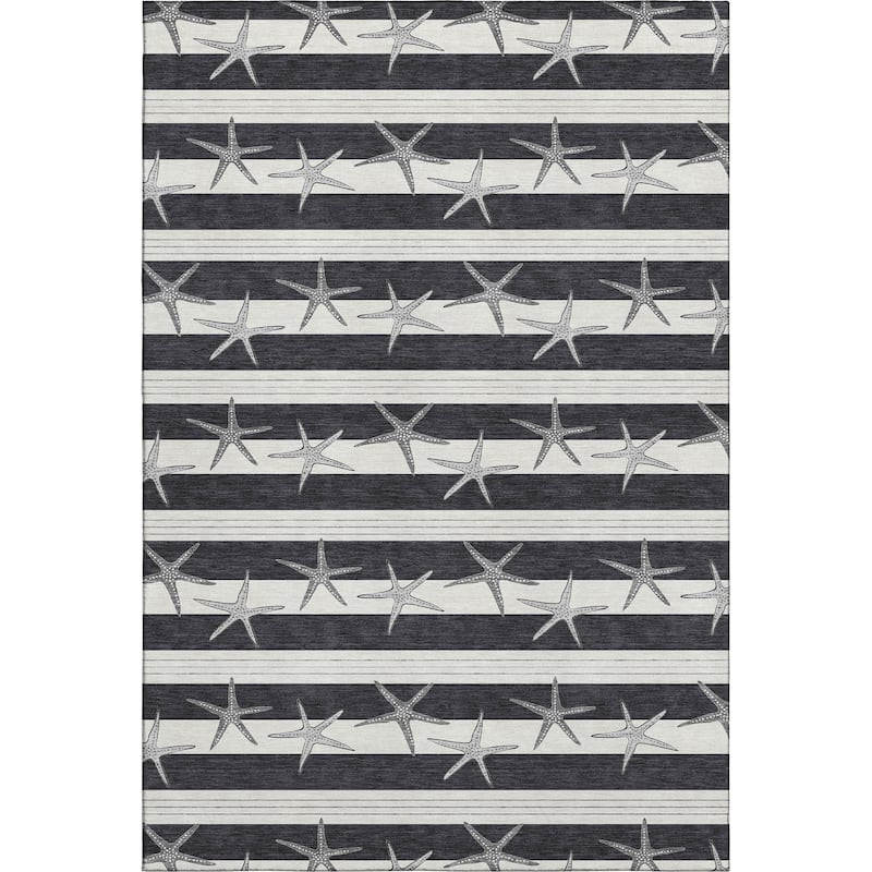 Premium Washable Super Soft Starfish Coastal Stripes Mayfield Rug