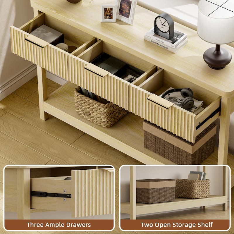 51"Wood Console Sofa Table with 3 Drawers for Living Room
