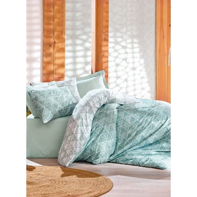 SUSSEXHOME Mint Waives Full Size Duvet Cover Set, Hypoallergenic