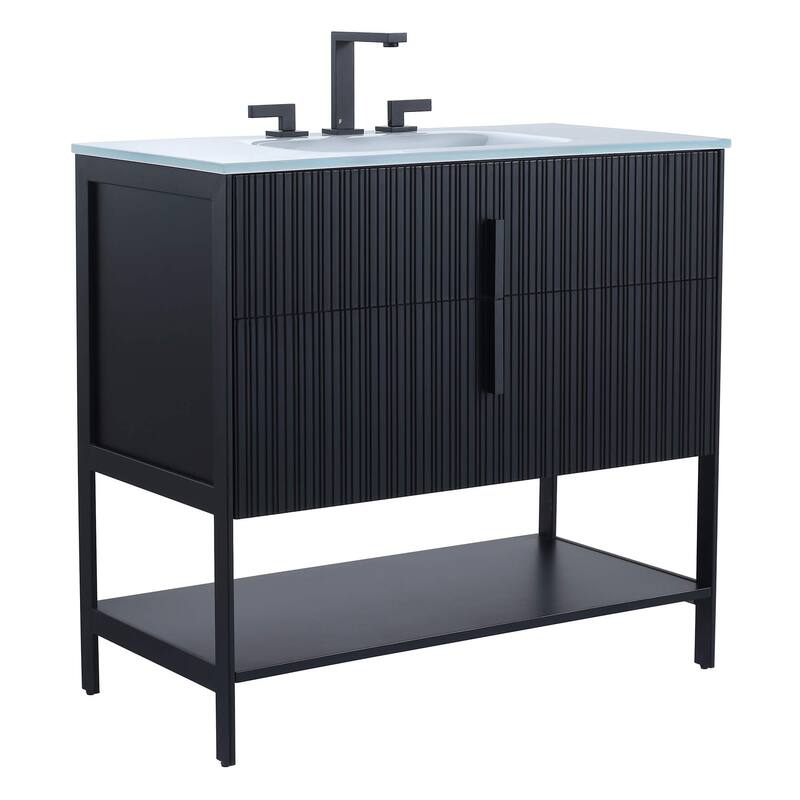 Fine Fixtures Serenity Modern bathroom vanity - Black Matte - Black Hardware