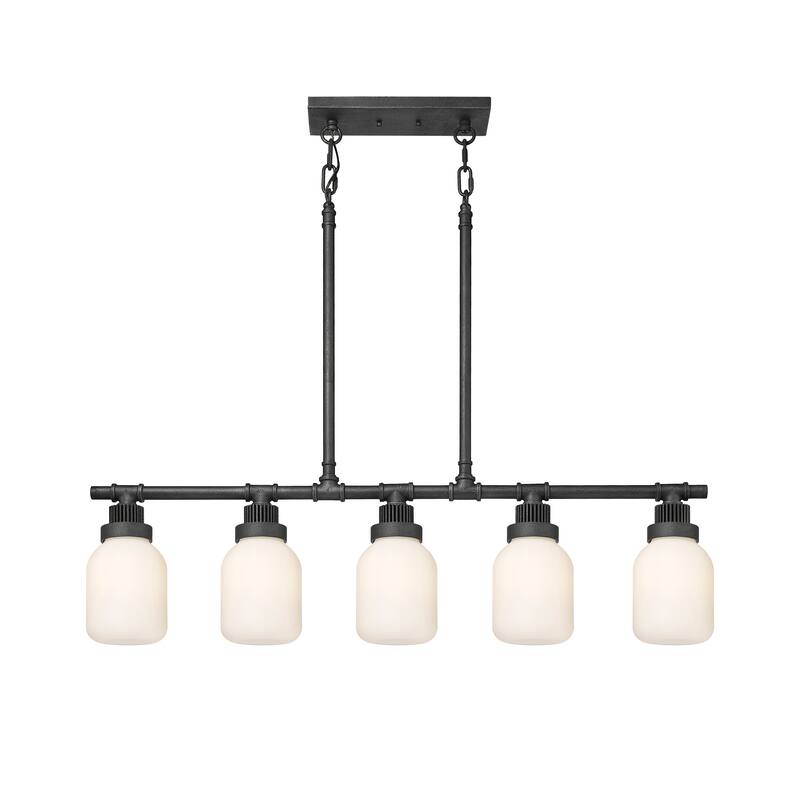 Innovations Lighting Somers - 5 Light 6" Stem Hung Linear Pendant - Weathered Zinc/Matte White
