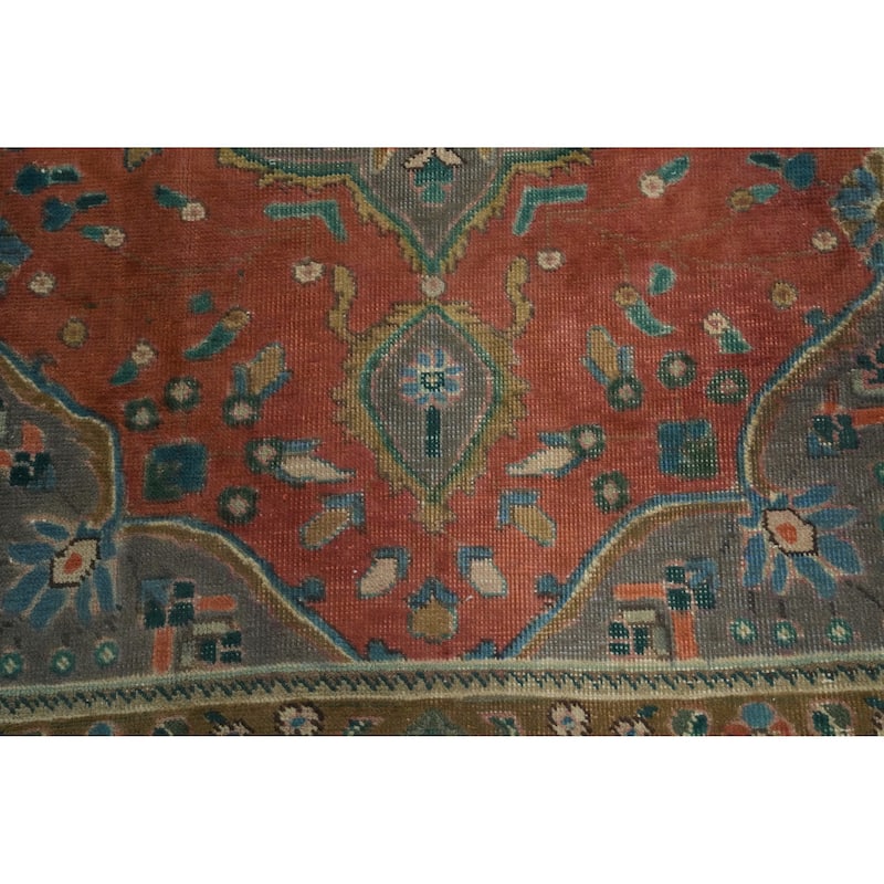 Hand Knotted Oriental 100% Wool Carpet Traditional Medallion Oranges & Rust Tabriz Area Rug - 4' 6'' X 3' 2''