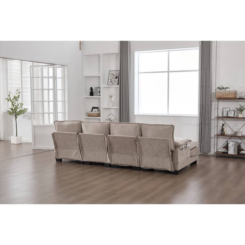 GDFStudio - U Shaped 110" Chenille Modular Cloud Sectional Couches