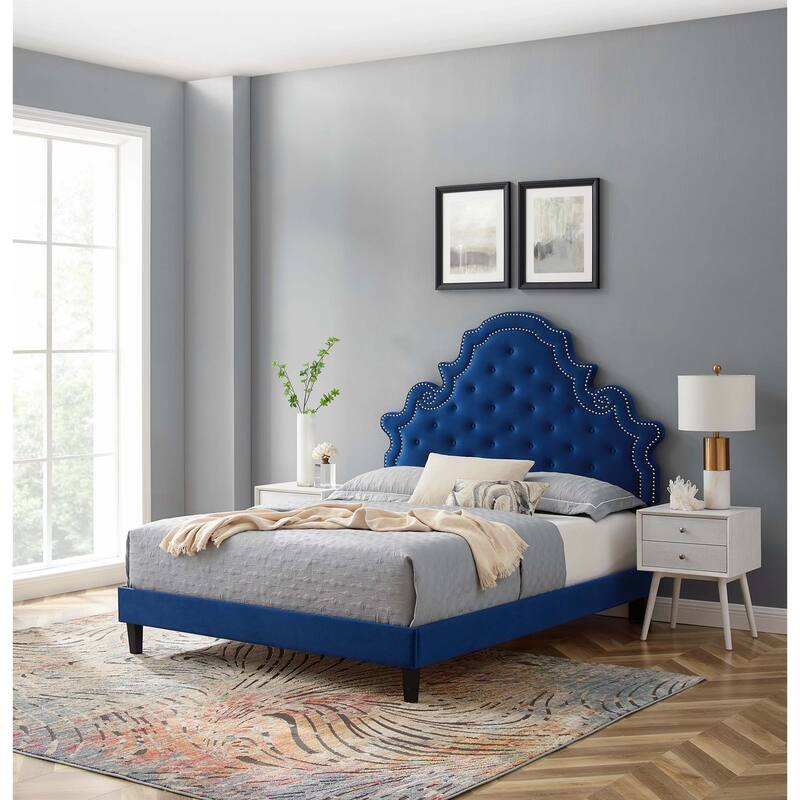 Gwyneth Tufted Performance Velvet Full Platform Bed