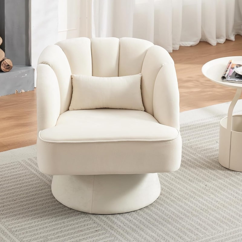 Modern Swivel Barrel Accent Chair - Off-White