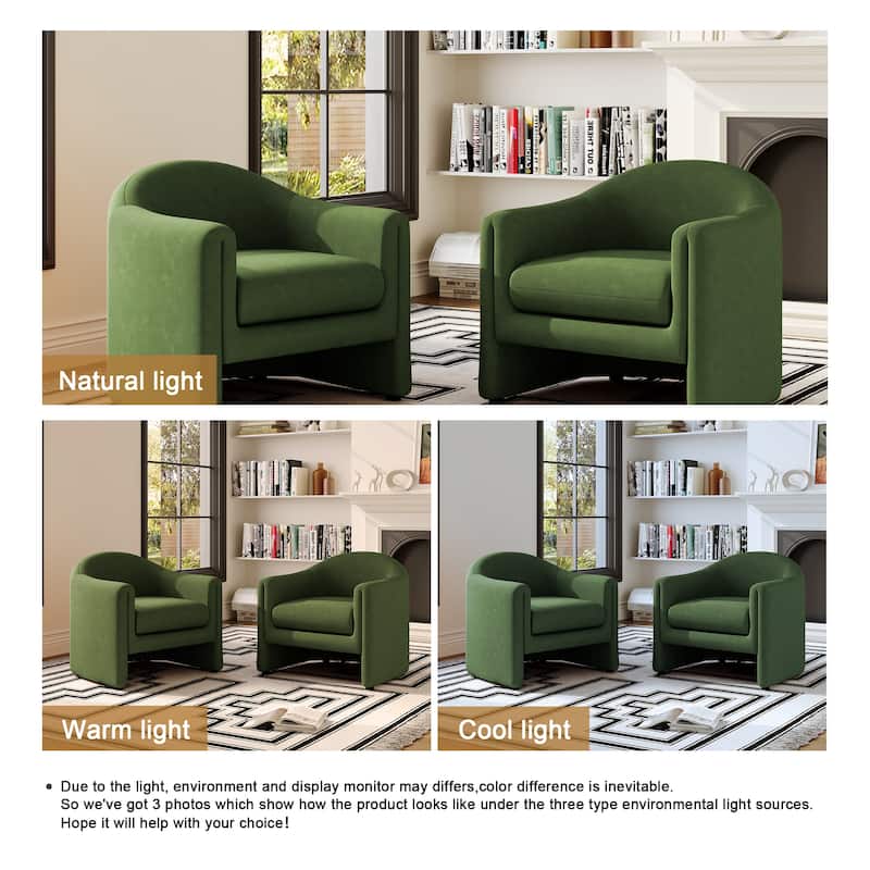 2 Set Modern Upholstered Barrel Accent Chair