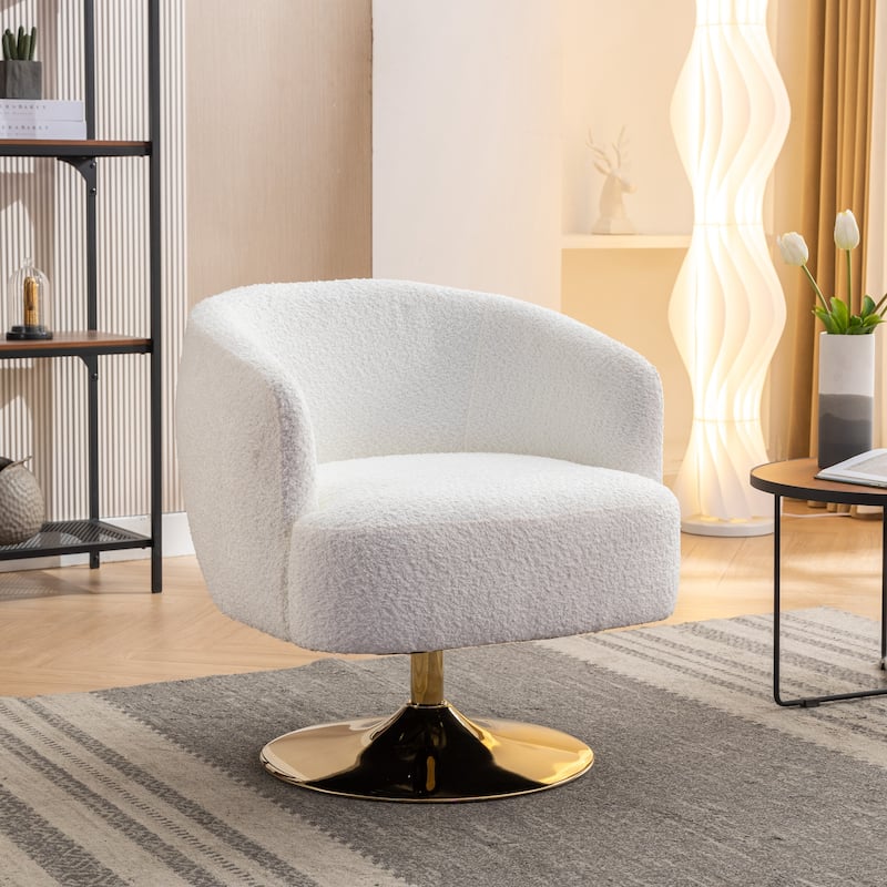 Accent Swivel Chair With Gold Metal Round Base