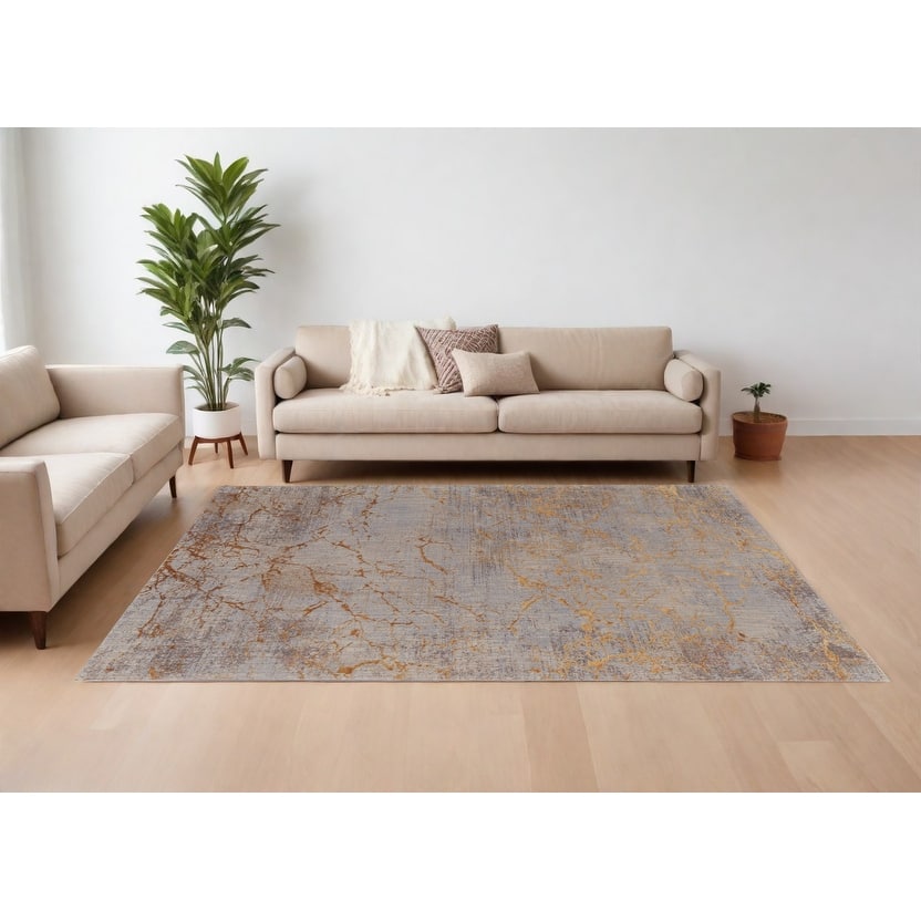 HomeRoots Abstract Casual Rectangle Area Rug - 156.00 in. x 120.00 in. x 0.09 in.