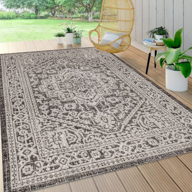 JONATHAN Y Rozetta Medallion Textured Weave Indoor/Outdoor Area Rug
