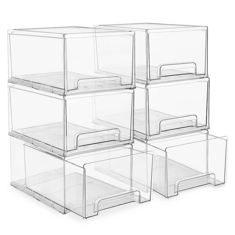 Sorbus Large Clear Stackable Storage Drawers with Handles 2 Pack - 6 Pack