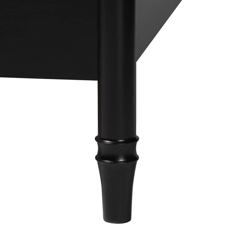 Marisela Canopy Bed with Synthetic Rattan Headboard - Black Wood Bed Frame with Bamboo-Inspired Posts
