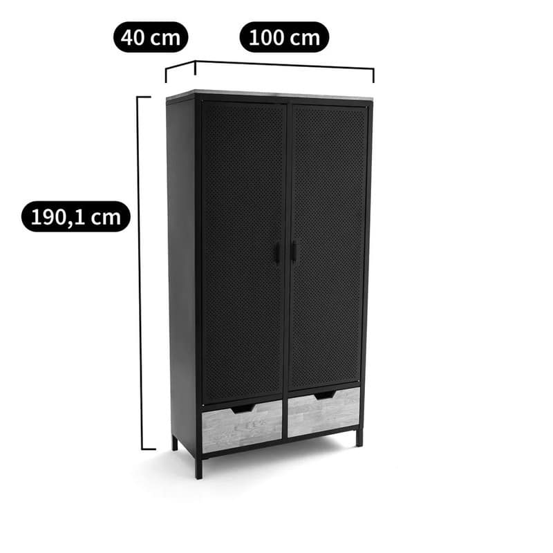 Agama 2 Door Metal and Oak Cabinet - 74.9"H *39.4"W *15.8"D