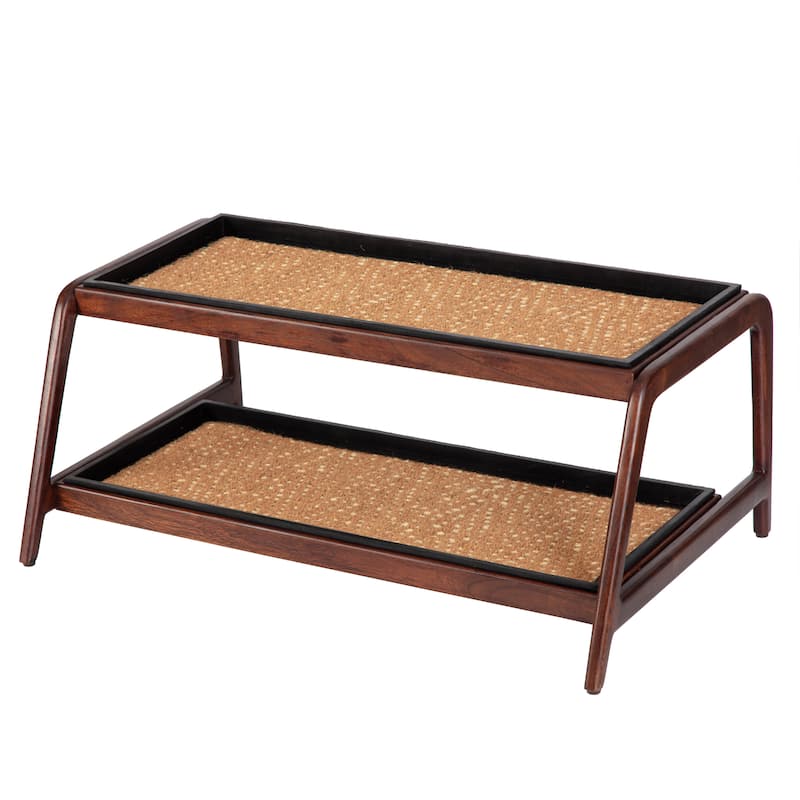 Jani Double-Tier Brown Stand 3-Pair Rubber Boot Trays - Mersey