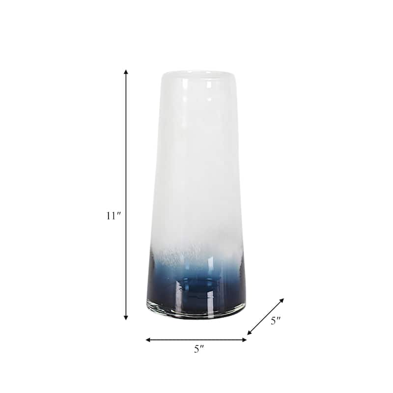 Sagebrook Home Glass Blue/White Ombre Cylinder Waters Vase