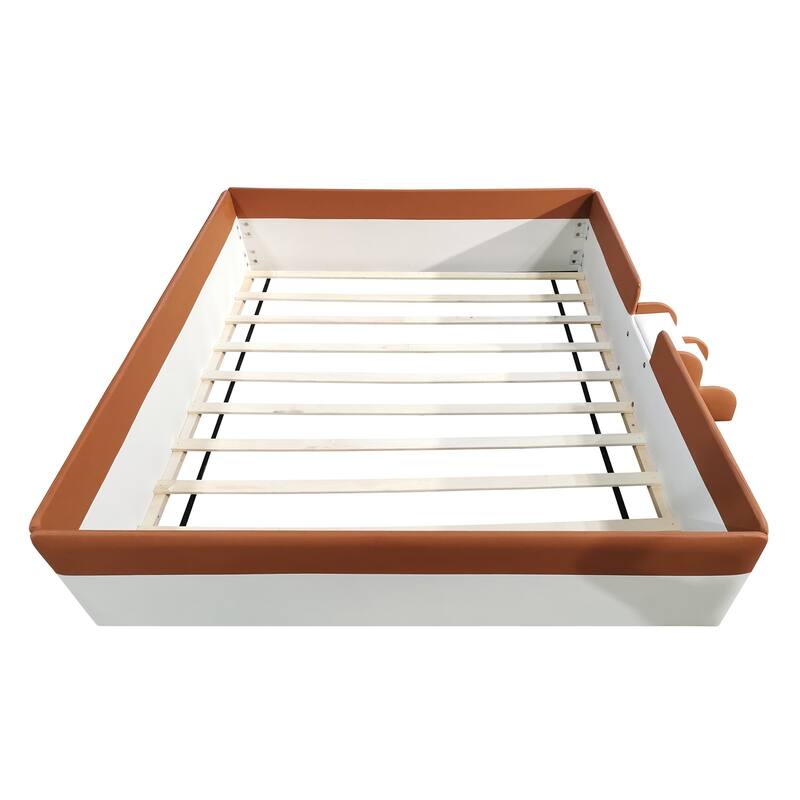 Upholstered Daybed Frame with Fence and Stairs
