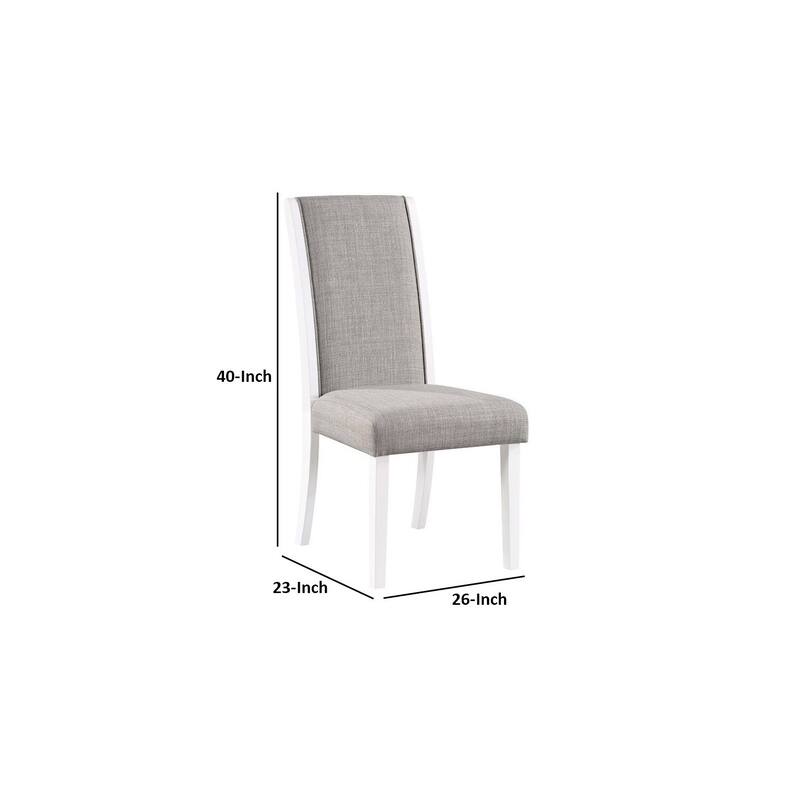 White/Gray Fabric Upholstered Wood Frame Dining Chair, Set of 2, Sturdy Dining Chair for Dining Rooms - 21.75