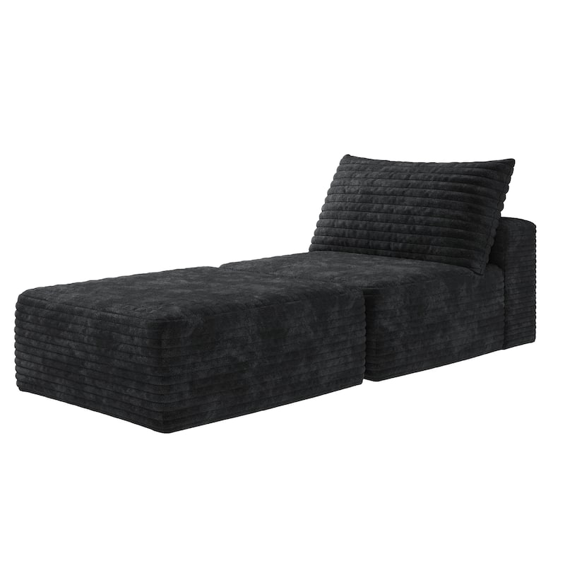 Plush Corduroy Single Sleeper Sofa Chair Modular Floor Chaise Lounger