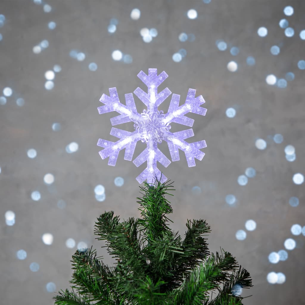 14.75" LED Clip-On Snowflake Christmas Tree Topper, White Lights