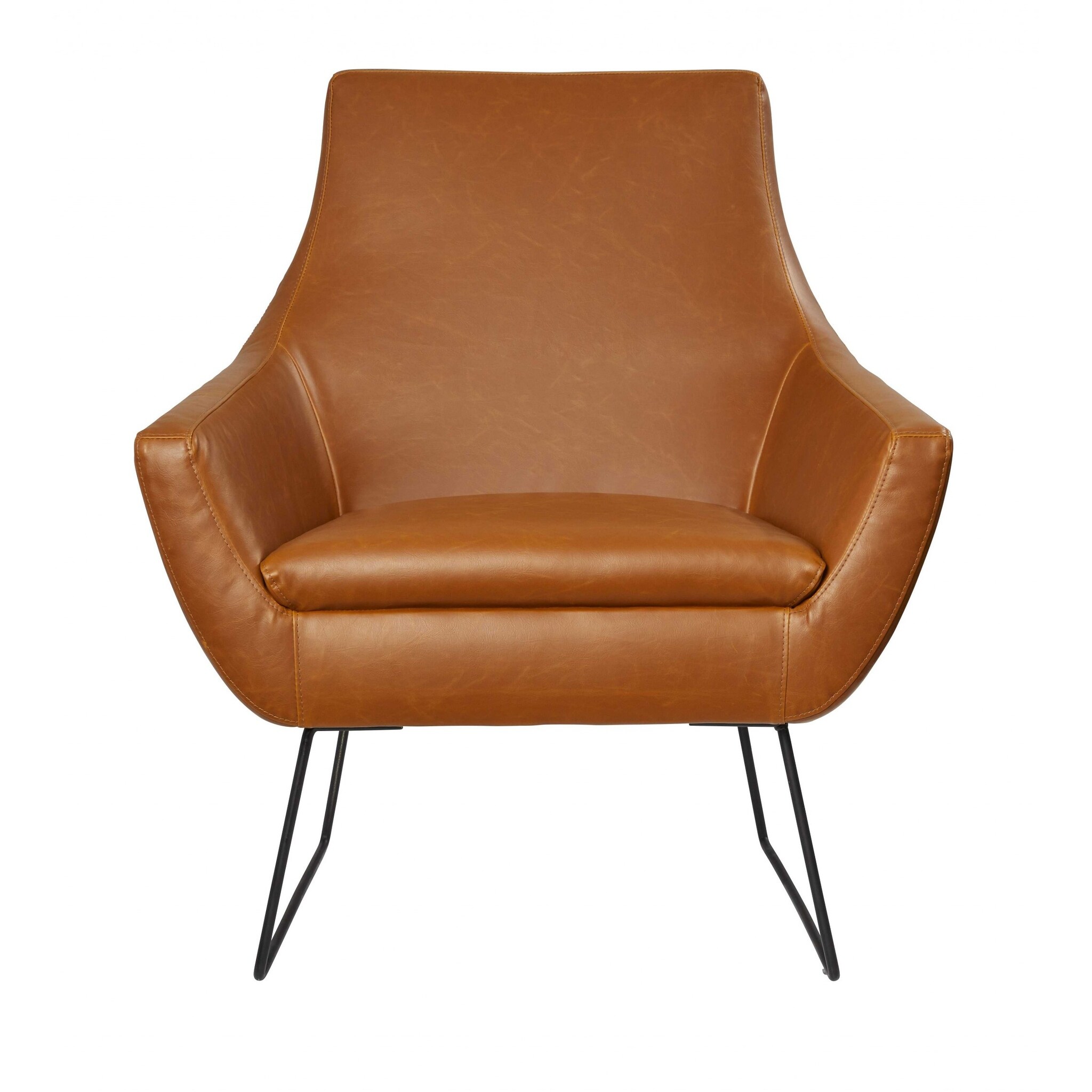 Retro Mod Distressed Camel Faux Leather Arm Chair Retro Mod Distressed Camel Faux Leather Arm Chair