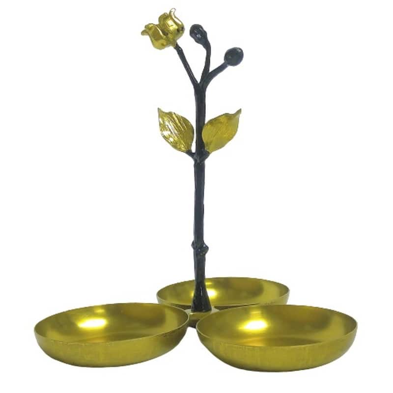 Jiallo Eleanor Triple Candy Dish - Satin Gold