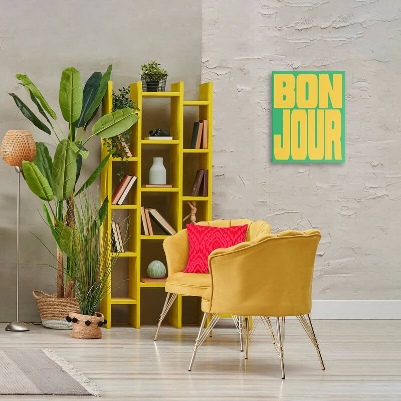 Stupell Bonjour Yellow & Green Canvas Wall Art Design By House of Lulu
