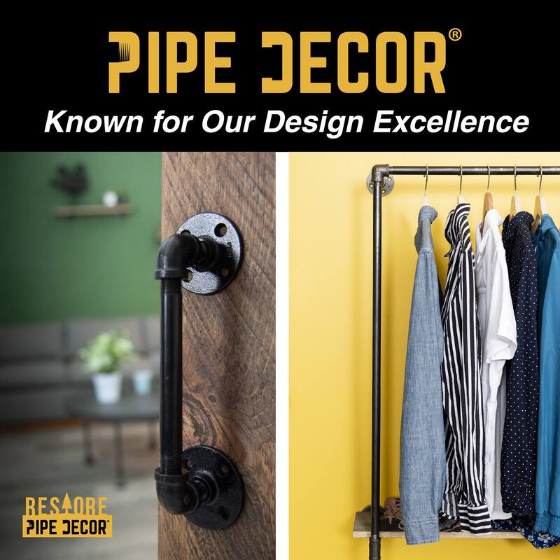 Restore by PIPE DECOR Industrial 3 Tier Solid Wood & Steel Pipe Bar Cart with Wheels